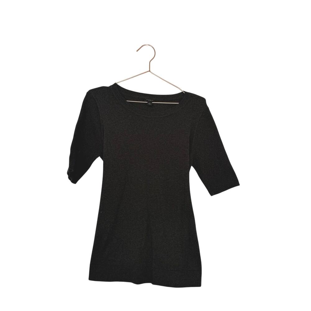 Ann Taylor Classic dark gray short sleeve sweater with tie in back